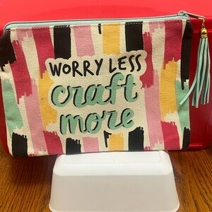Worry Less Craft More Canvas Zipper Pouch